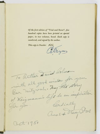 The Autobiography of Chaim Weizmann. 2 Vols. [SIGNED BY WEIZMANN]