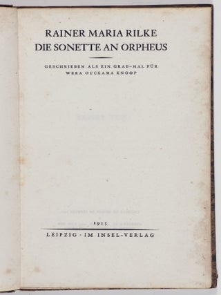 Die Sonette an Orpheus. Geschrieben als ein Grab-Mal für Wera Ouckama Knoop (The Sonnets to Orpheus. Written as a Monument for Wera Ouckama Knoop)
