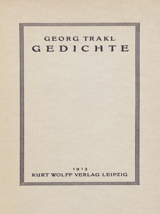 Gedichte. Bücherei Der jüngste Tag. Neue Dichtungen. (Poems. Library "Judgment Day." New Poetry)
