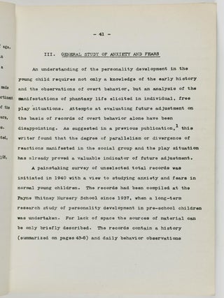 Preliminary Report on Children's Reactions to the War. Including a Critical Survey of the Literature