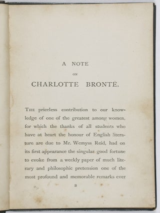A Note On Charlotte Bronte