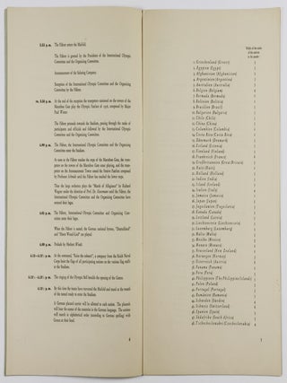 Directions For The Opening Ceremony Of The XI. Olympiad Berlin 1936