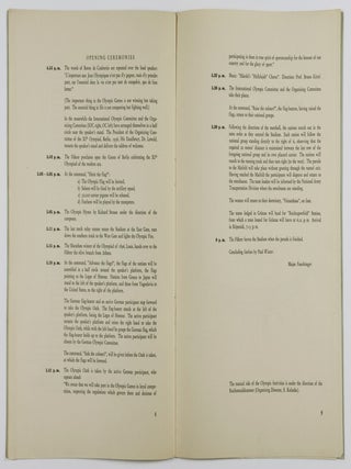 Directions For The Opening Ceremony Of The XI. Olympiad Berlin 1936