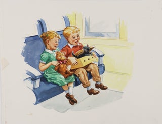 52 Original Dick & Jane Style Children's Book Watercolors Depicting Four Separate Story Lines