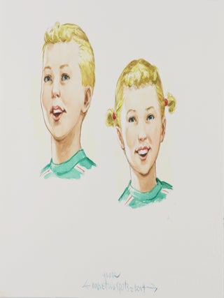52 Original Dick & Jane Style Children's Book Watercolors Depicting Four Separate Story Lines