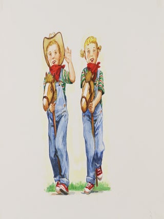 52 Original Dick & Jane Style Children's Book Watercolors Depicting Four Separate Story Lines