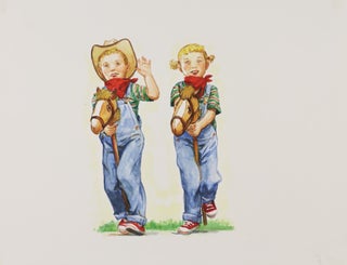 52 Original Dick & Jane Style Children's Book Watercolors Depicting Four Separate Story Lines