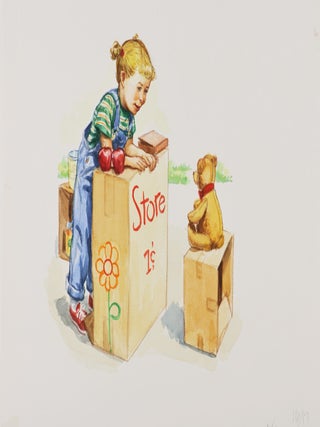 52 Original Dick & Jane Style Children's Book Watercolors Depicting Four Separate Story Lines