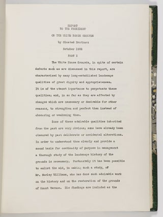 Report to the President of the United States on Improvements and Policy of Maintenance for the Executive Mansion Grounds
