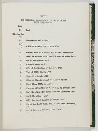 Report to the President of the United States on Improvements and Policy of Maintenance for the Executive Mansion Grounds