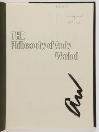 The Philosophy of Andy Warhol. From A to B and Back Again [SIGNED]