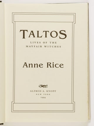 Taltos: Lives of the Mayfair Witches [SIGNED]