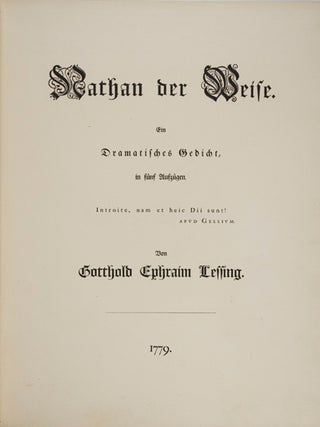 Nathan der Weise: Ein Dramatisches Gedicht, in fünf Aufzügen. (Nathan the Wise. A Dramatic Poem, In Five Acts)
