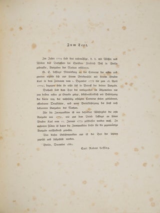 Nathan der Weise: Ein Dramatisches Gedicht, in fünf Aufzügen. (Nathan the Wise. A Dramatic Poem, In Five Acts)