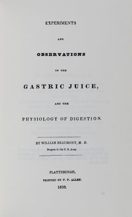 Experiment and Observations on the Gastric Juice and the Physiology of Digestion